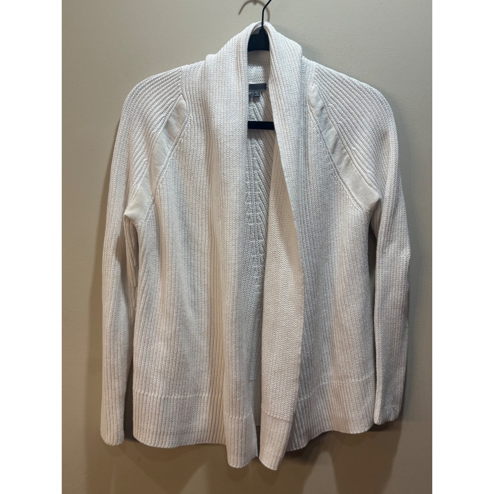 Vince Womens XXS Cream Cable‎ Knit Shawl Collar Open Front Cardigan Sweater